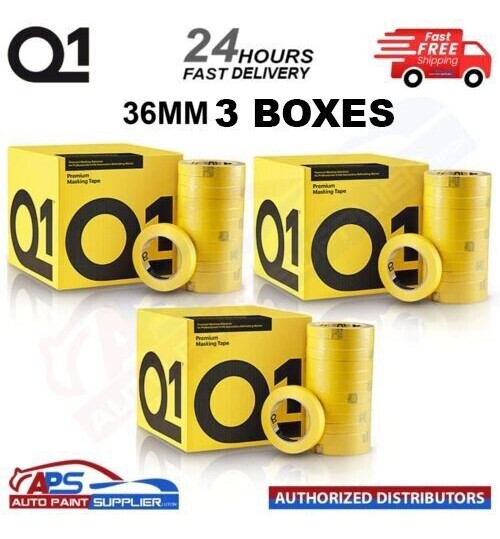 3 X BOXES Q1 PREMIUM MASKING TAPE 36mm x 50mm TOTAL 72 ROLL - FAST DELIVERY